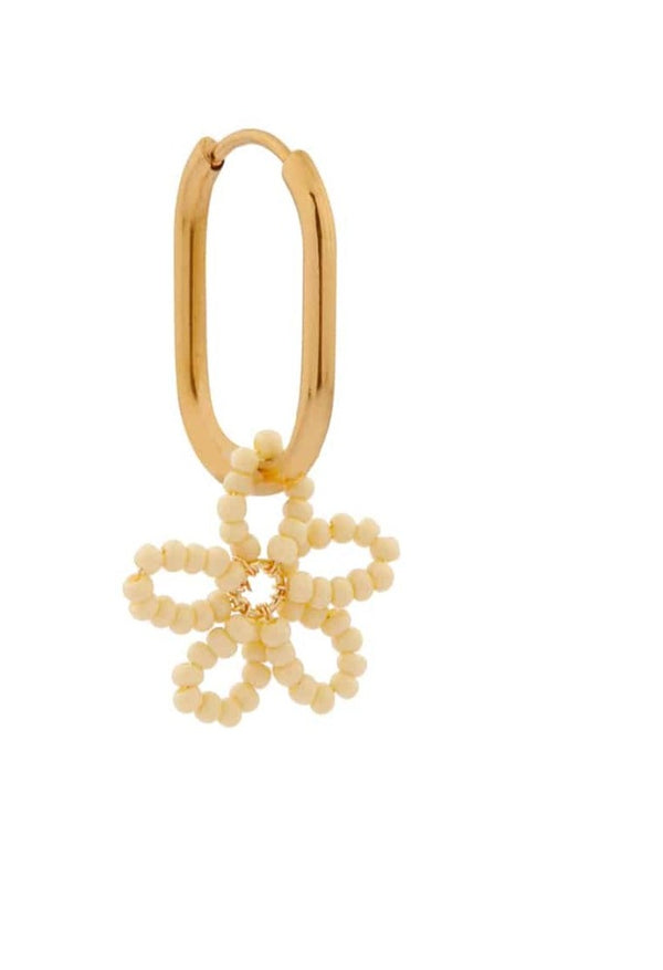 Flower Beads hoop Earring (SINGLE) Gold
