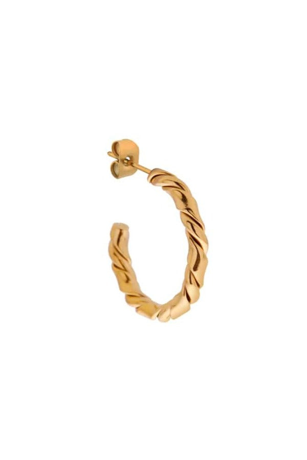 Rolled Bun Hoop Earring (SINGLE) Gold