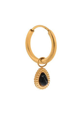 Noir Hoop Gold Earring (SINGLE) Black