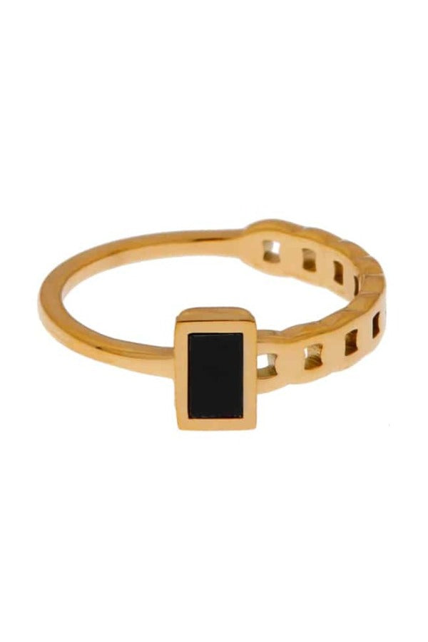 Black Square Ring Gold