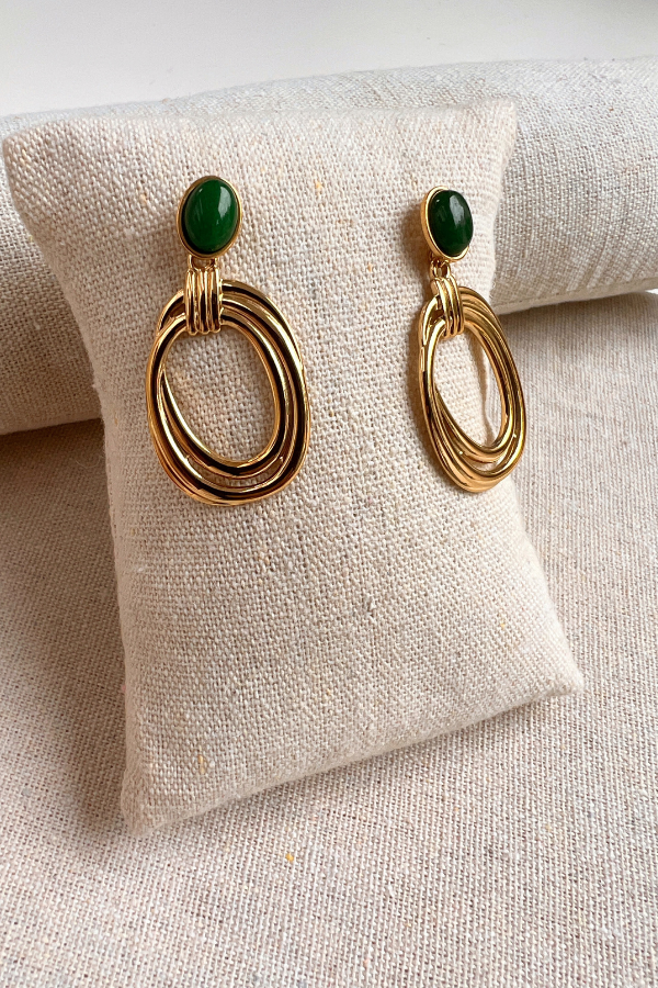466ST22501 Earrings Gold/Green