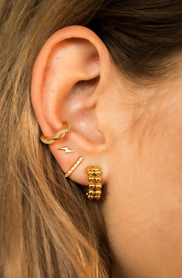 Double Dots Hoop Earring (SINGLE) Gold
