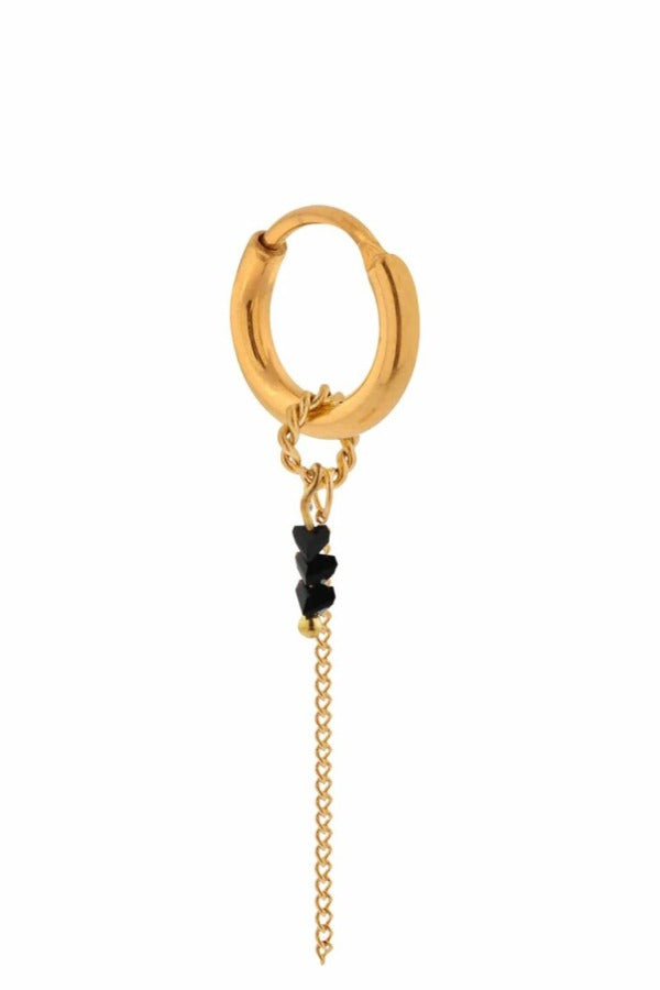 Chain Black Stone Earring (SINGLE) Black