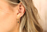 Chain Black Stone Earring (SINGLE) Black