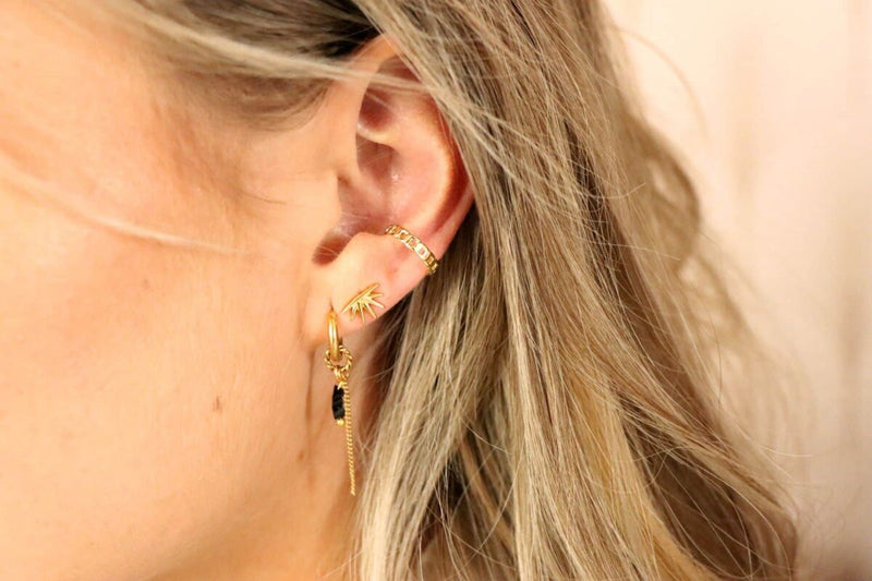 Chain Black Stone Earring (SINGLE) Black