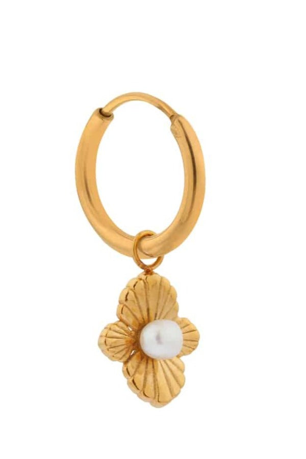 Hidden pearl Hoop Earring (SINGLE) Gold