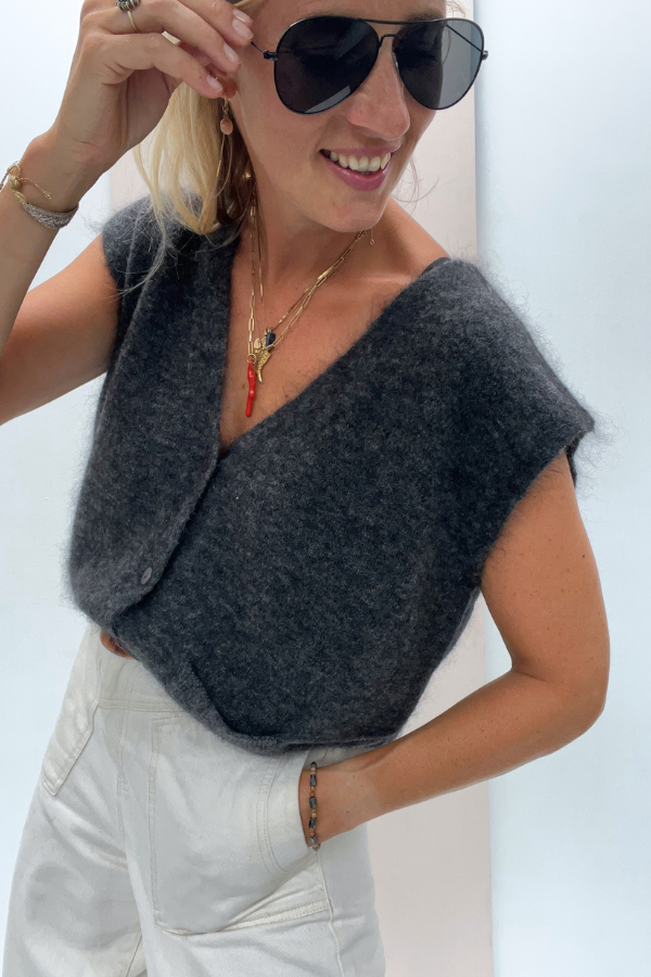 Castlerock Cardigan Mottled Carbon