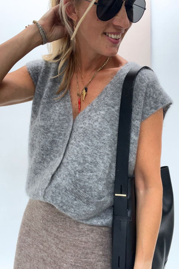 Castlerock Cardigan Mottled Pearl Grey