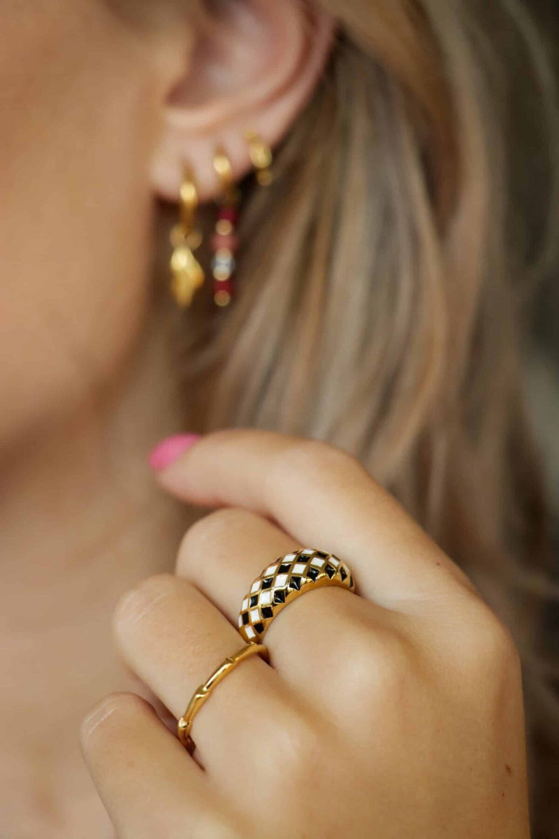 Wiggle Ring Gold/Black/White