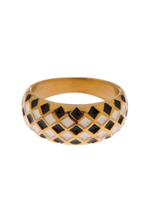 Wiggle Ring Gold/Black/White