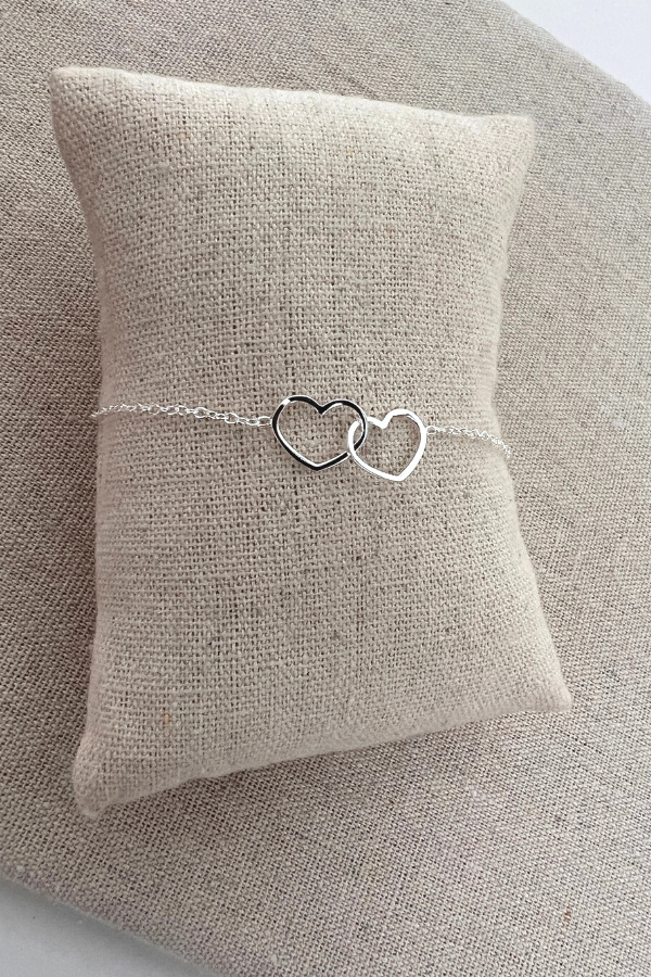 Double Heart Bracelet Silver