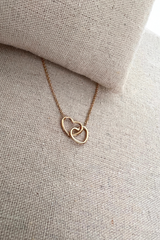 Double Heart Necklace Gold