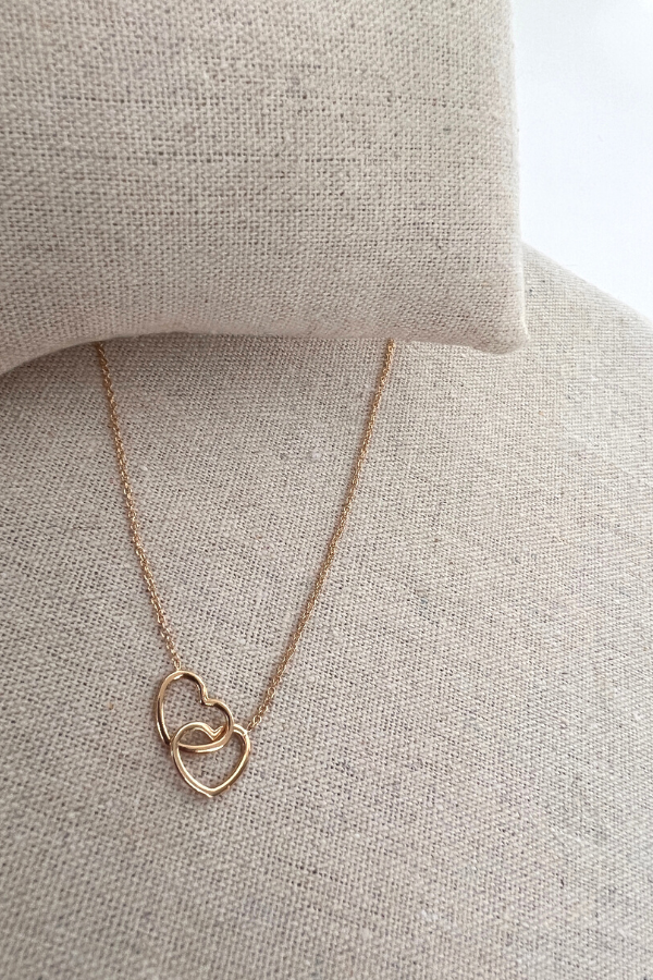 Double Heart Necklace Gold