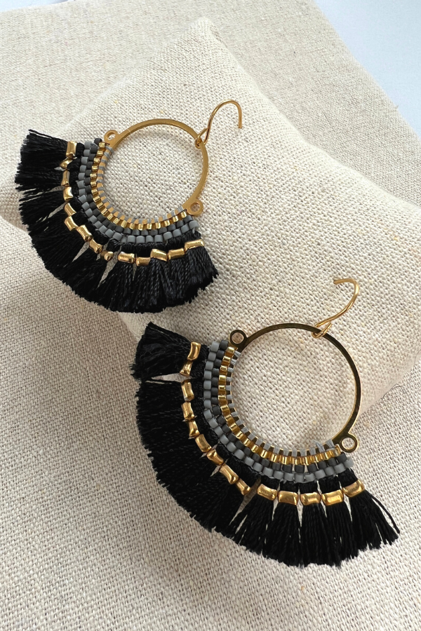 Pompei Earrings Black