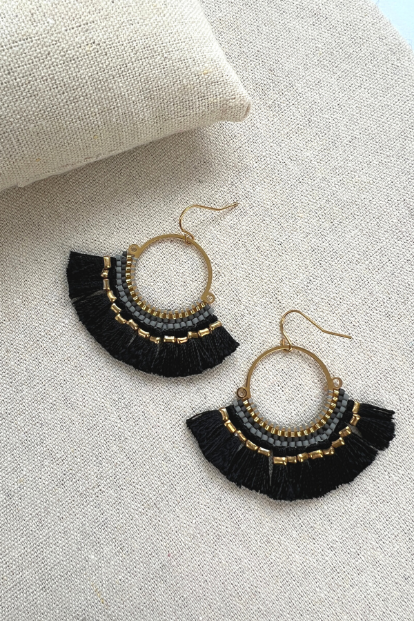 Pompei Earrings Black